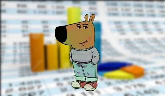 A chill guy meme on a chart excel background.